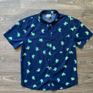 Pokémon Mens Squirtle Patterned Short Sleeve Button Down Shirt Size L